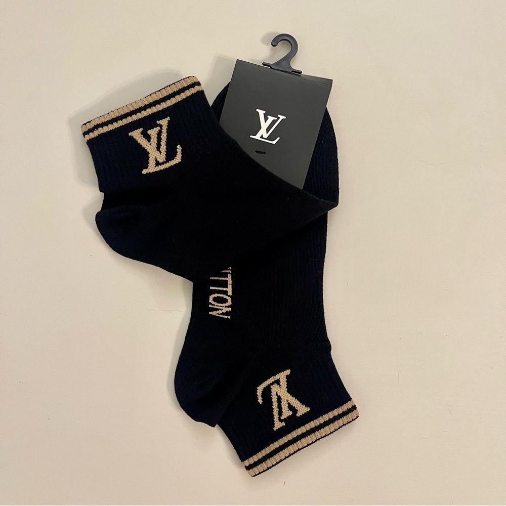 Premium Athletic Ankle Socks - Black & Beige Cream - Picture 2 of 6